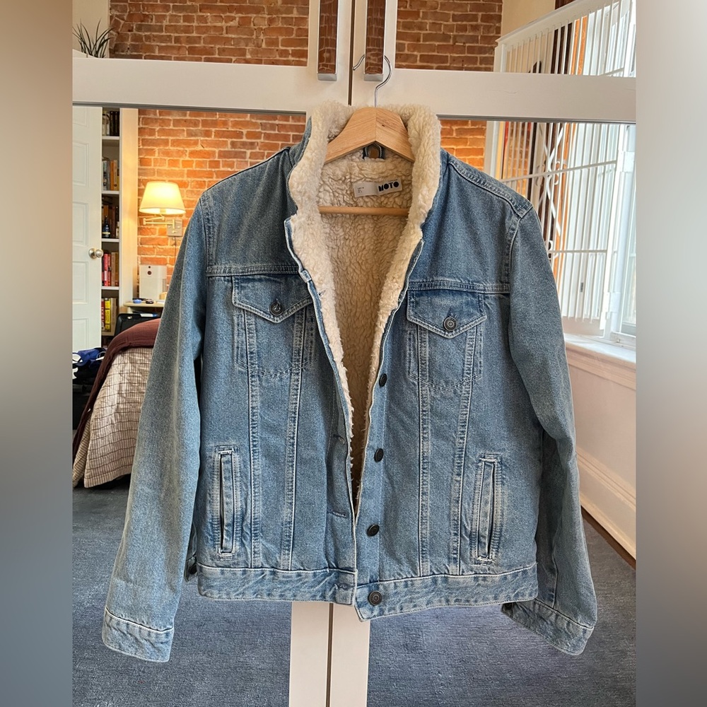 Topshop Shearling Lined Denim Jacket